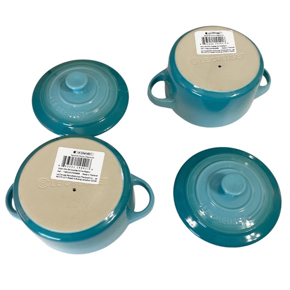 NEW LE CREUSET Set/2 CARIBBEAN Mini Cocottes - Picture 4 of 6